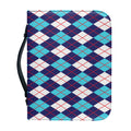 Blue White And Red Argyle Pattern Print Leather Bible Cover