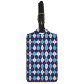 Blue White And Red Argyle Pattern Print Luggage Tag