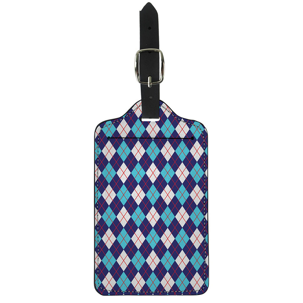 Blue White And Red Argyle Pattern Print Luggage Tag