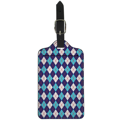 Blue White And Red Argyle Pattern Print Luggage Tag