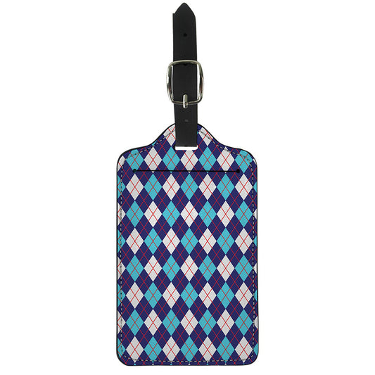 Blue White And Red Argyle Pattern Print Luggage Tag