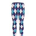 Blue White And Red Argyle Pattern Print Men's Leggings