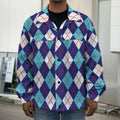 Blue White And Red Argyle Pattern Print Men's Shirt Jacket