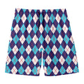 Blue White And Red Argyle Pattern Print Men's Swim Trunks