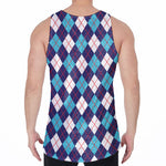 Blue White And Red Argyle Pattern Print Men's Velvet Tank Top