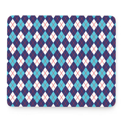Blue White And Red Argyle Pattern Print Mouse Pad
