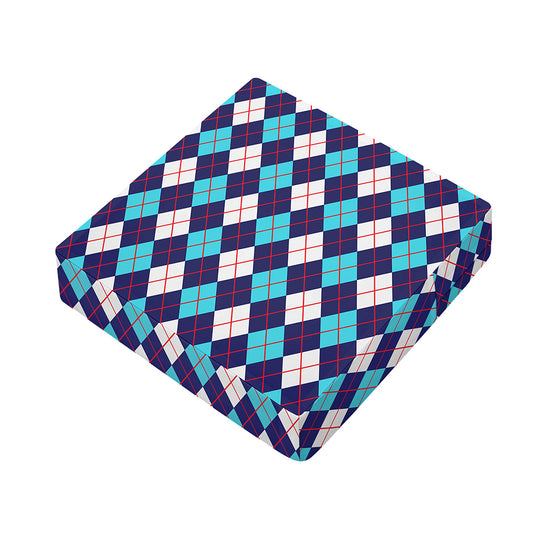 Blue White And Red Argyle Pattern Print Outdoor Seat Cushion Cover