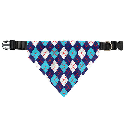Blue White And Red Argyle Pattern Print Over The Collar Dog Bandana