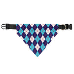 Blue White And Red Argyle Pattern Print Over The Collar Dog Bandana