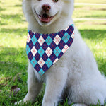 Blue White And Red Argyle Pattern Print Over The Collar Dog Bandana