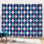 Blue White And Red Argyle Pattern Print Pencil Pleat Curtains