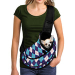 Blue White And Red Argyle Pattern Print Pet Sling Carrier