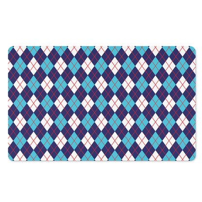 Blue White And Red Argyle Pattern Print Polyester Doormat