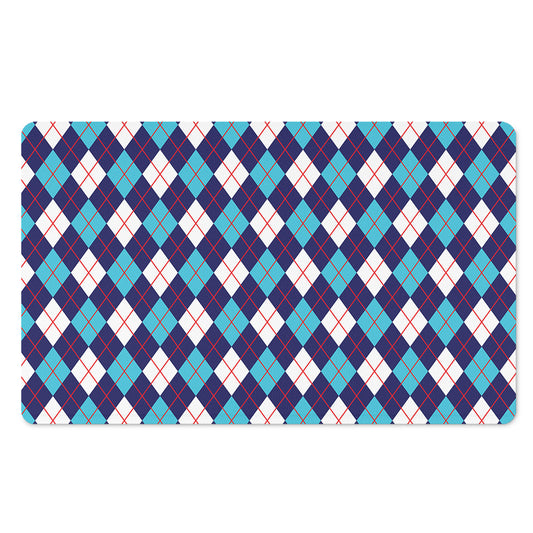 Blue White And Red Argyle Pattern Print Polyester Doormat