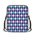 Blue White And Red Argyle Pattern Print Rectangular Crossbody Bag