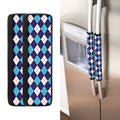 Blue White And Red Argyle Pattern Print Refrigerator Handle Covers