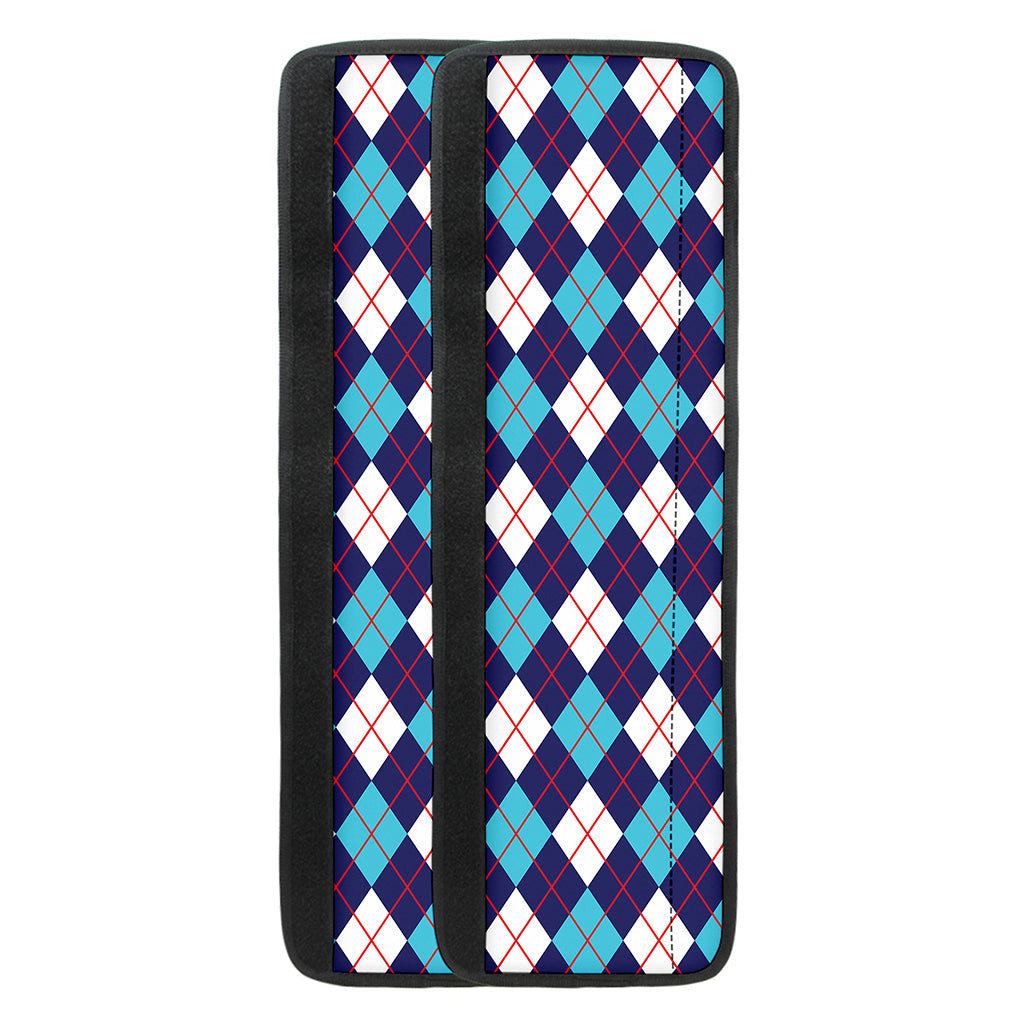 Blue White And Red Argyle Pattern Print Refrigerator Handle Covers