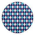 Blue White And Red Argyle Pattern Print Round Blanket