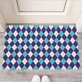 Blue White And Red Argyle Pattern Print Rubber Doormat