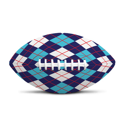 Blue White And Red Argyle Pattern Print Rugby Ball
