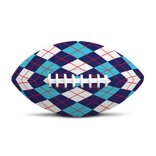 Blue White And Red Argyle Pattern Print Rugby Ball