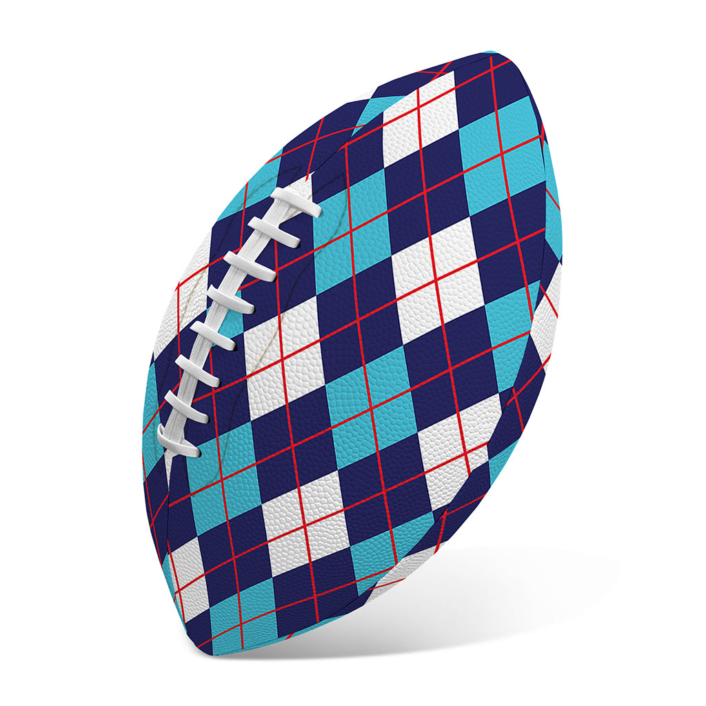 Blue White And Red Argyle Pattern Print Rugby Ball