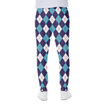 Blue White And Red Argyle Pattern Print Scuba Joggers