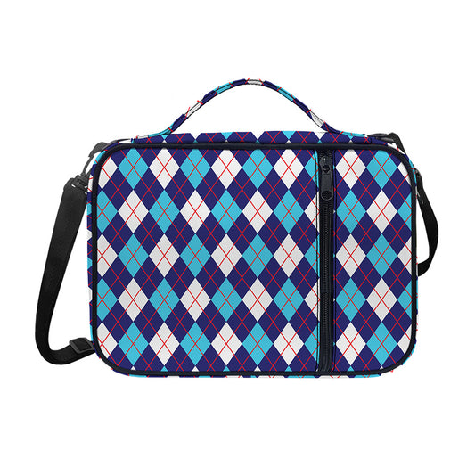 Blue White And Red Argyle Pattern Print Shoulder Strap Bible Bag