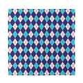 Blue White And Red Argyle Pattern Print Silk Bandana