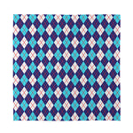 Blue White And Red Argyle Pattern Print Silk Bandana