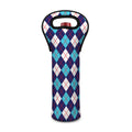 Blue White And Red Argyle Pattern Print Single Neoprene Wine Tote
