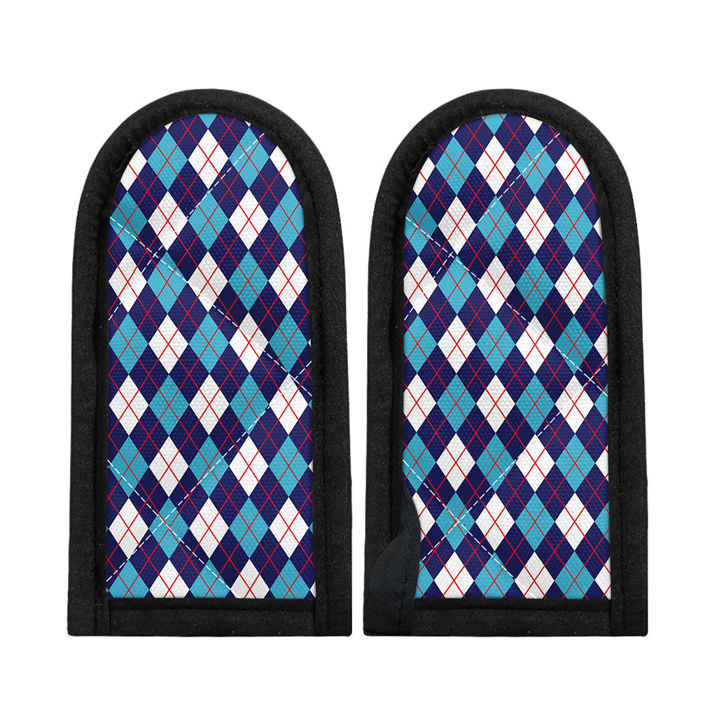 Blue White And Red Argyle Pattern Print Skillet Handle Cover