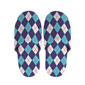 Blue White And Red Argyle Pattern Print Slippers