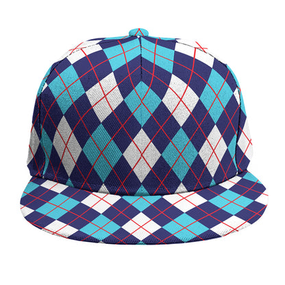 Blue White And Red Argyle Pattern Print Snapback Cap