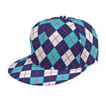 Blue White And Red Argyle Pattern Print Snapback Cap