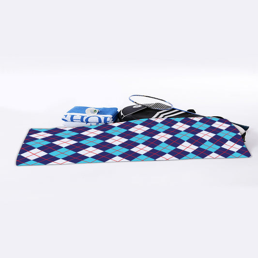 Blue White And Red Argyle Pattern Print Sports Towel