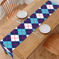 Blue White And Red Argyle Pattern Print Table Runner
