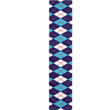 Blue White And Red Argyle Pattern Print Table Runner