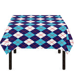 Blue White And Red Argyle Pattern Print Tablecloth