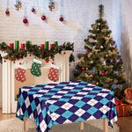 Blue White And Red Argyle Pattern Print Tablecloth