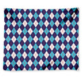 Blue White And Red Argyle Pattern Print Tapestry