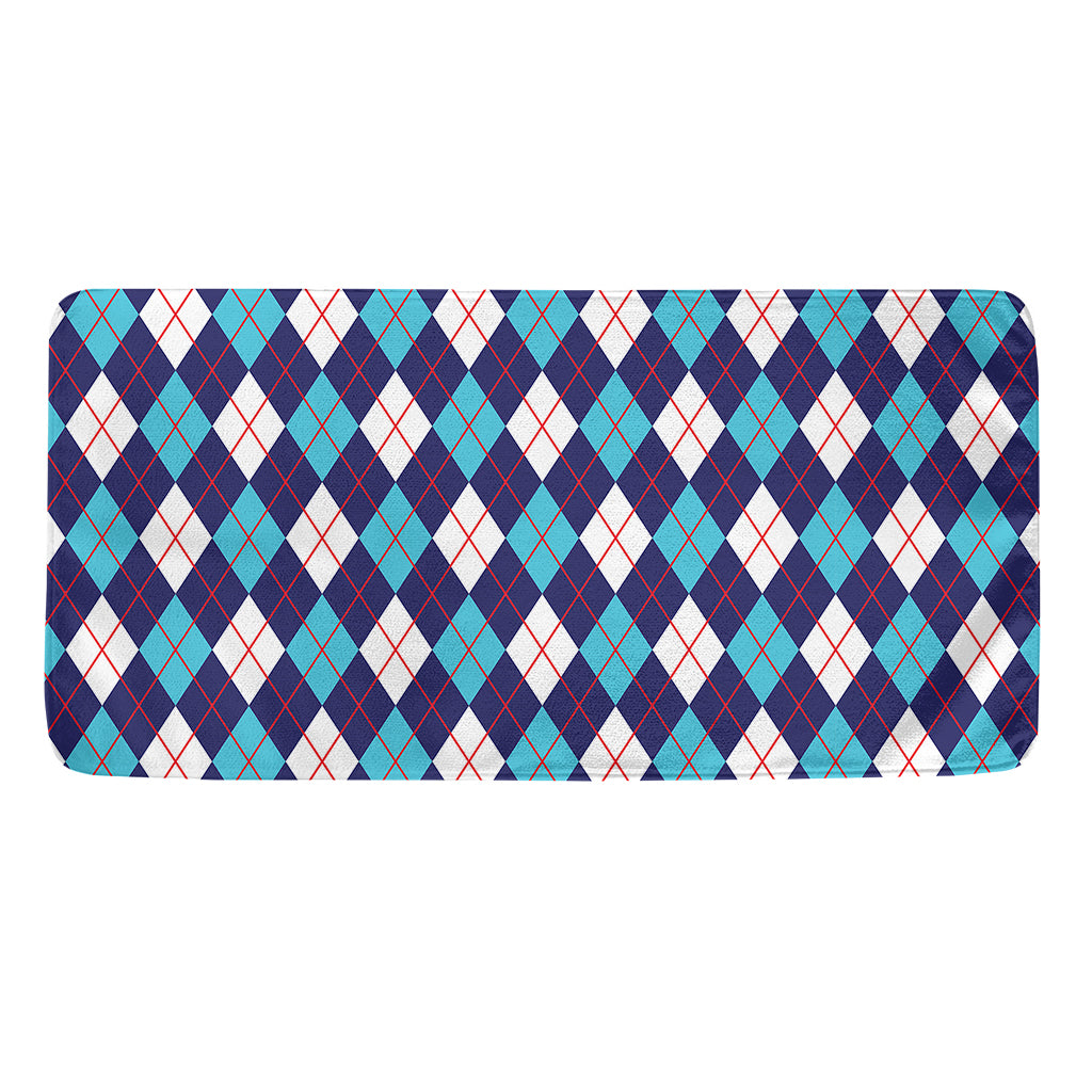 Blue White And Red Argyle Pattern Print Towel