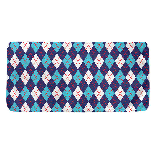 Blue White And Red Argyle Pattern Print Towel