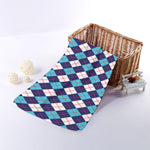 Blue White And Red Argyle Pattern Print Towel