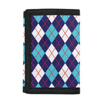 Blue White And Red Argyle Pattern Print Trifold Wallet