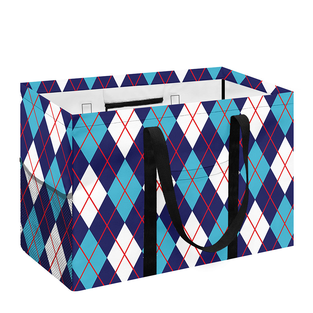 Blue White And Red Argyle Pattern Print Utility Tote Bag