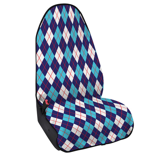 Blue White And Red Argyle Pattern Print Waterproof Car Seat Cover