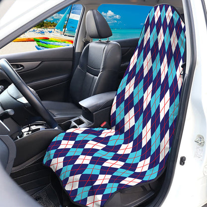 Blue White And Red Argyle Pattern Print Waterproof Car Seat Cover