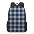 Blue White And Red Tartan Pattern Print 17 Inch Backpack