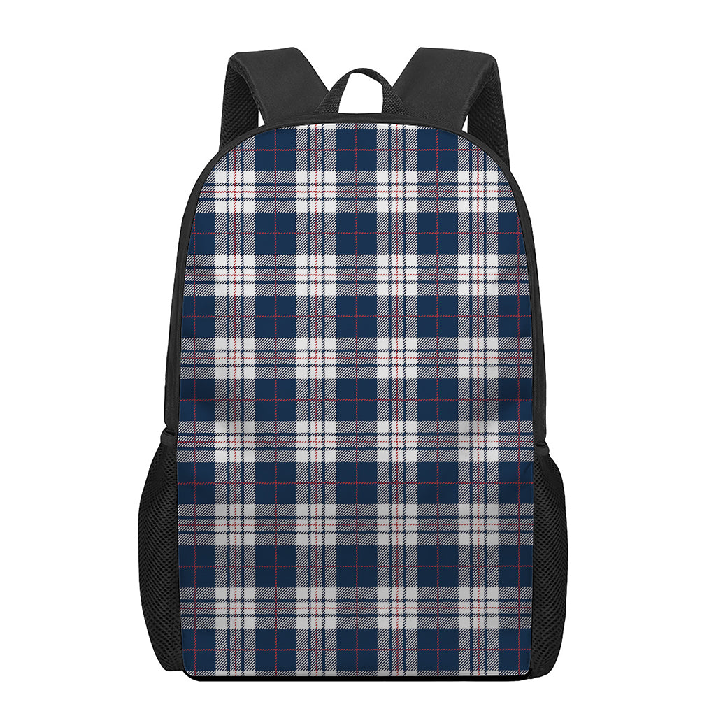 Blue White And Red Tartan Pattern Print 17 Inch Backpack